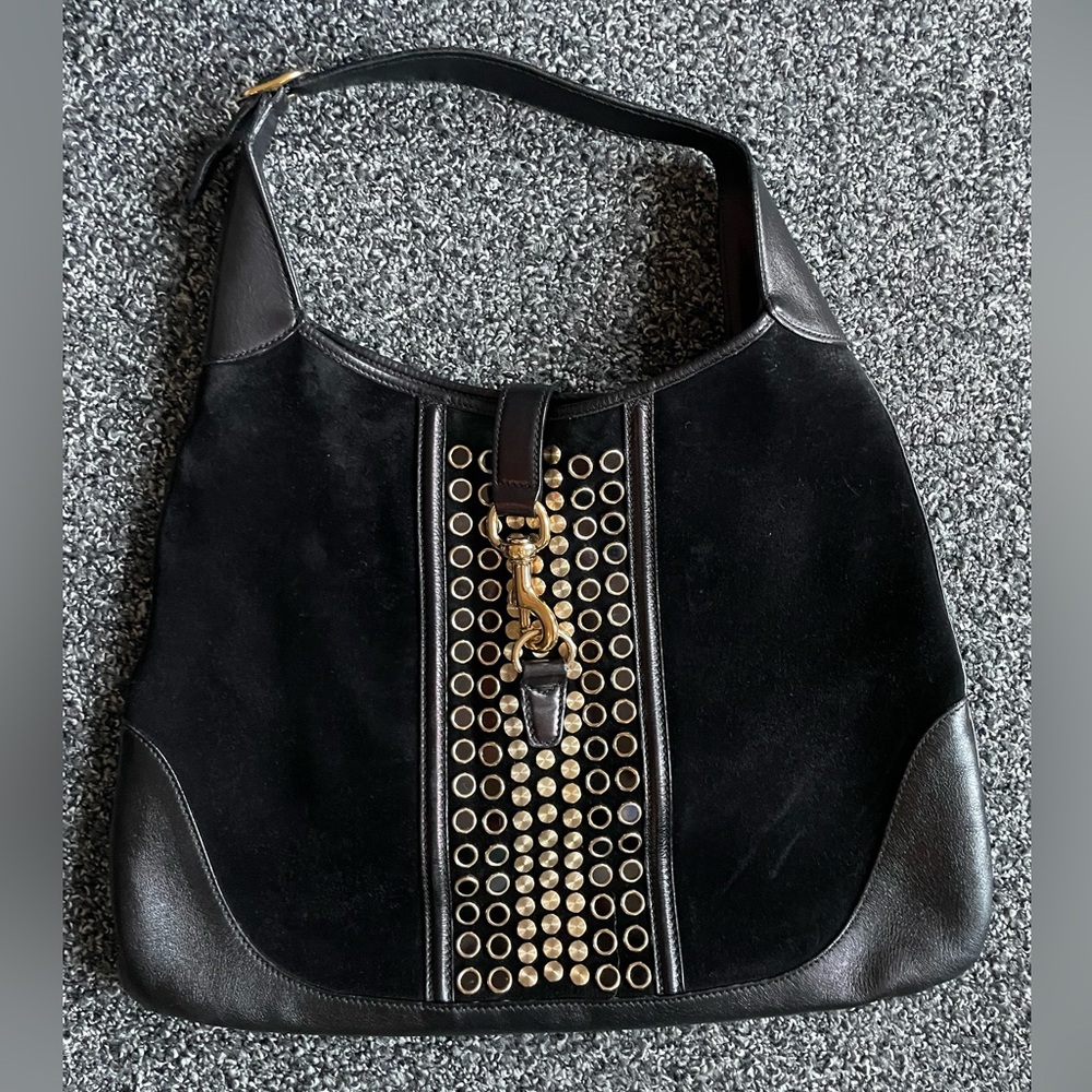 Gucci Jackie Bouvier Bag  Black Suede studded details